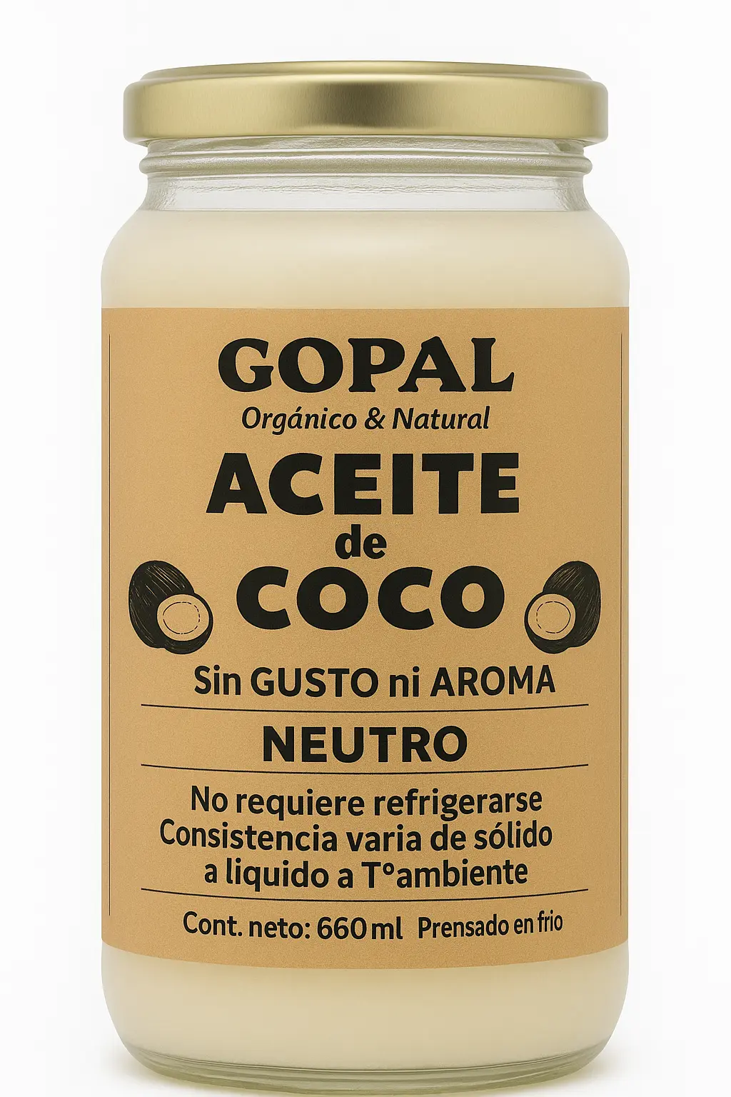 Aceite De Coco Neutro X660Ml. Gopal