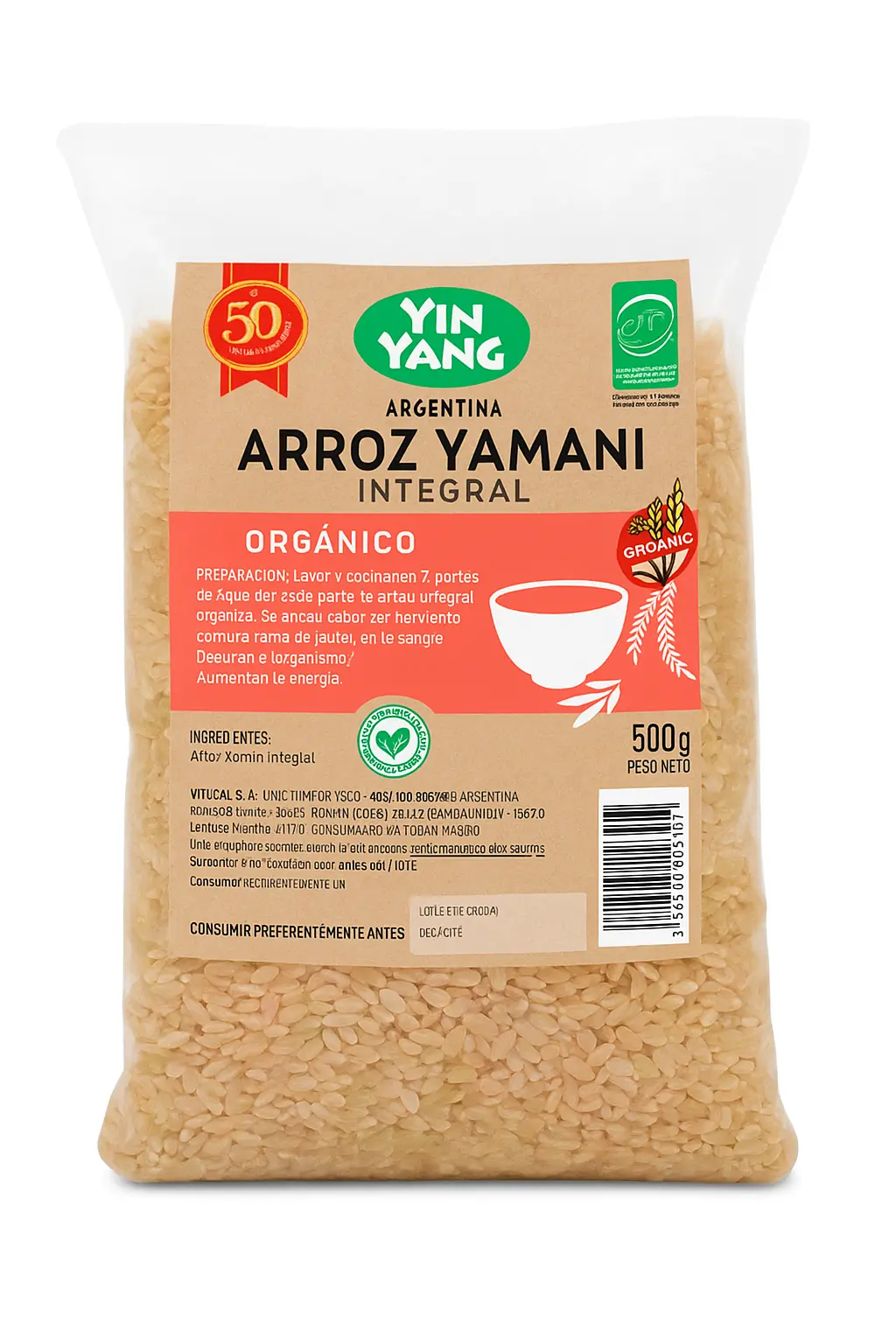 Ying Yang Arroz Integral Yamani Organico X500Grs
