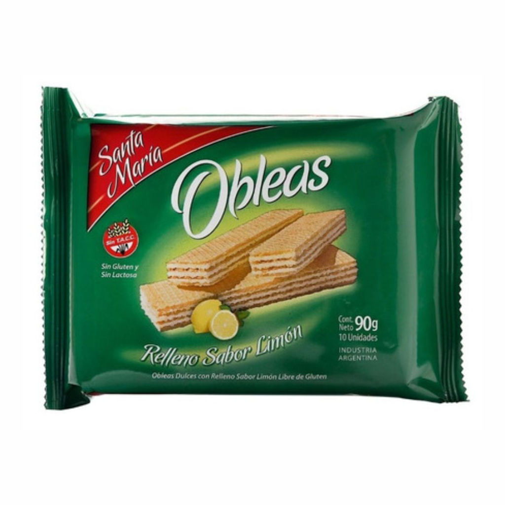 Santa Maria Obleas Rellenas Sabor Limon Sin Tacc 90g