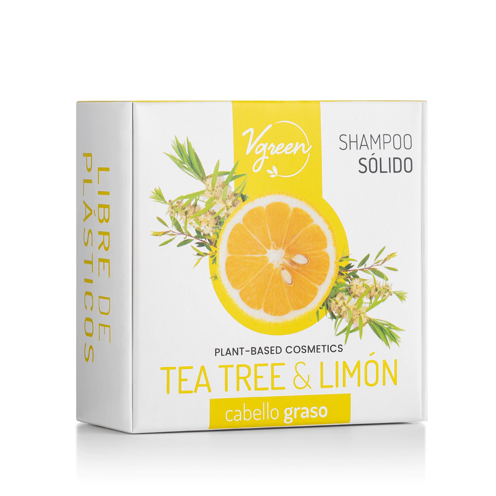 Vgreen Shampoo Solido Tea Tree y Limón GRASO 65g
