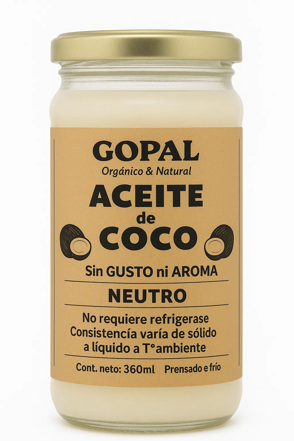 [ACEITE DE COCO NEUTRO X360 ML GOPAL] Aceite De Coco Neutro X360Ml. Gopal