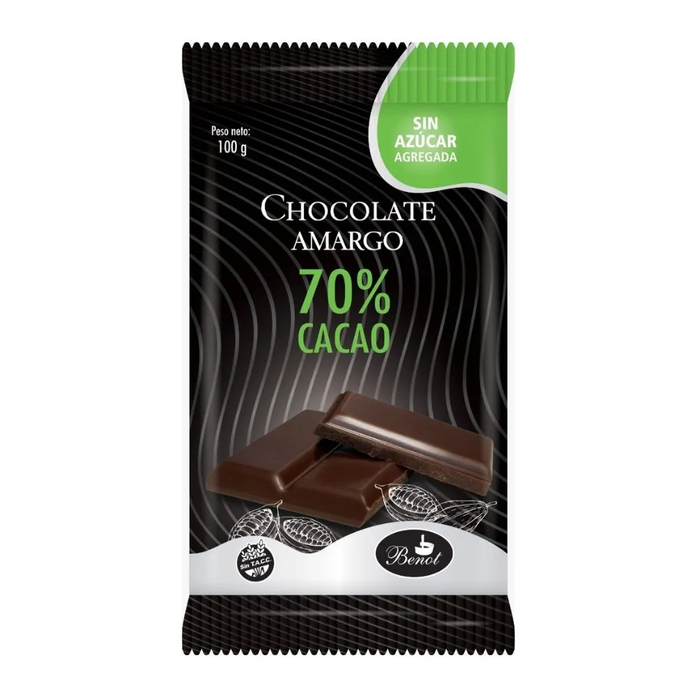 [BENOT BARRA CHOCO 70% X100G] Benot Chocolate en Barra 70% x100g.