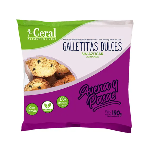 [CERAL GALL INTEGRAL AVENA Y PASAS S/AZ X180G] Ceral Gall Integral Avena y Pasas s/az x180G