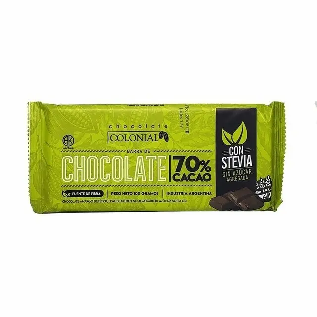 [COLONIAL CHOCOLATE STEVIA 70% X100G] Colonial Chocolate Stevia 70% X100G