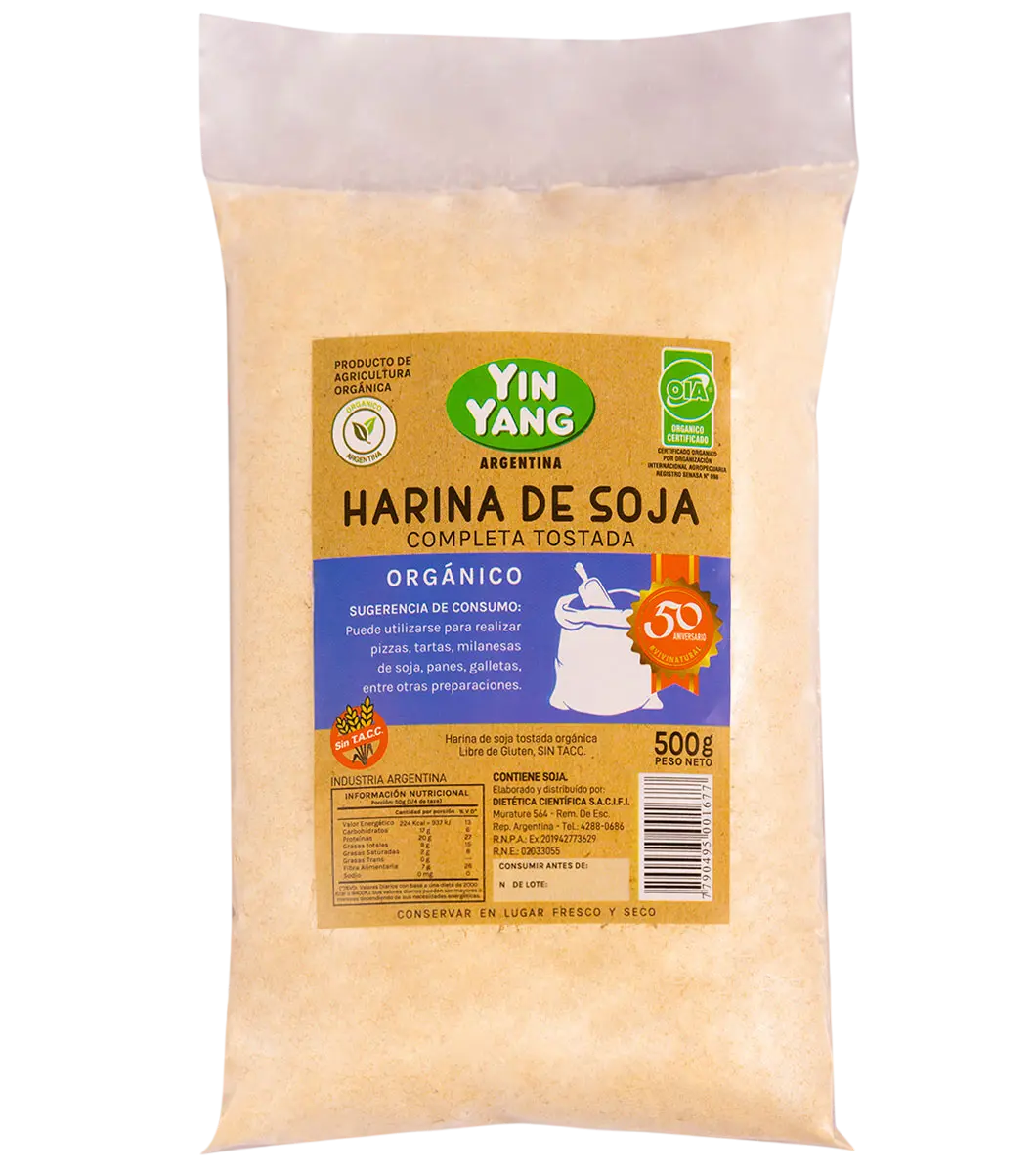 [DC HAR. DE SOJA INTEGRAL TOSTADA ORG X500GRS] Ying Yang Harina De Soja Integral Tostada Organica X500G