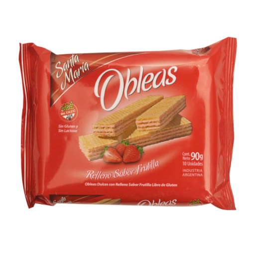 [S.MARIA OBLEAS RELL. FRUTILLA X90GRS] Santa Maria Obleas Rellenas Sabor Frutilla Sin Tacc 90g
