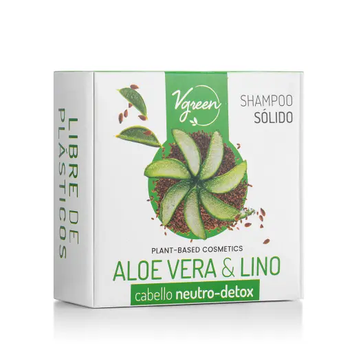 [VGREEN SHAMPOO SOLIDO DETOX X60G] Vgreen Shampoo Sólido Aloe y Lino Cabello Normal 65g