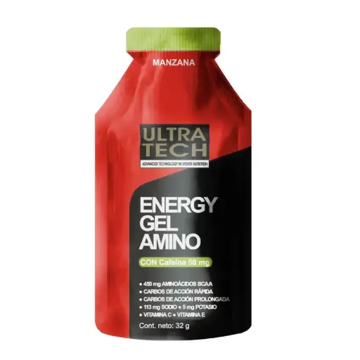 [ULTRATECH ENERGY GEL CAFEINA MANZANA X32G] Ultratech Energy Gel c/ Cafeína Sabor Manzana x32G